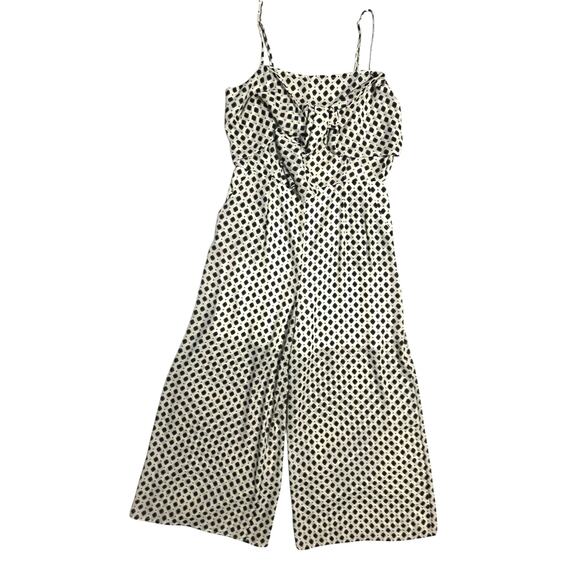 Rokoko Cropped Jumpsuit White Cream Green Blue Adjustable Straps Size Medium - Picture 1 of 16